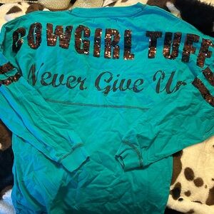 Cowgirl Tuff Teal Long Sleeve Shirt